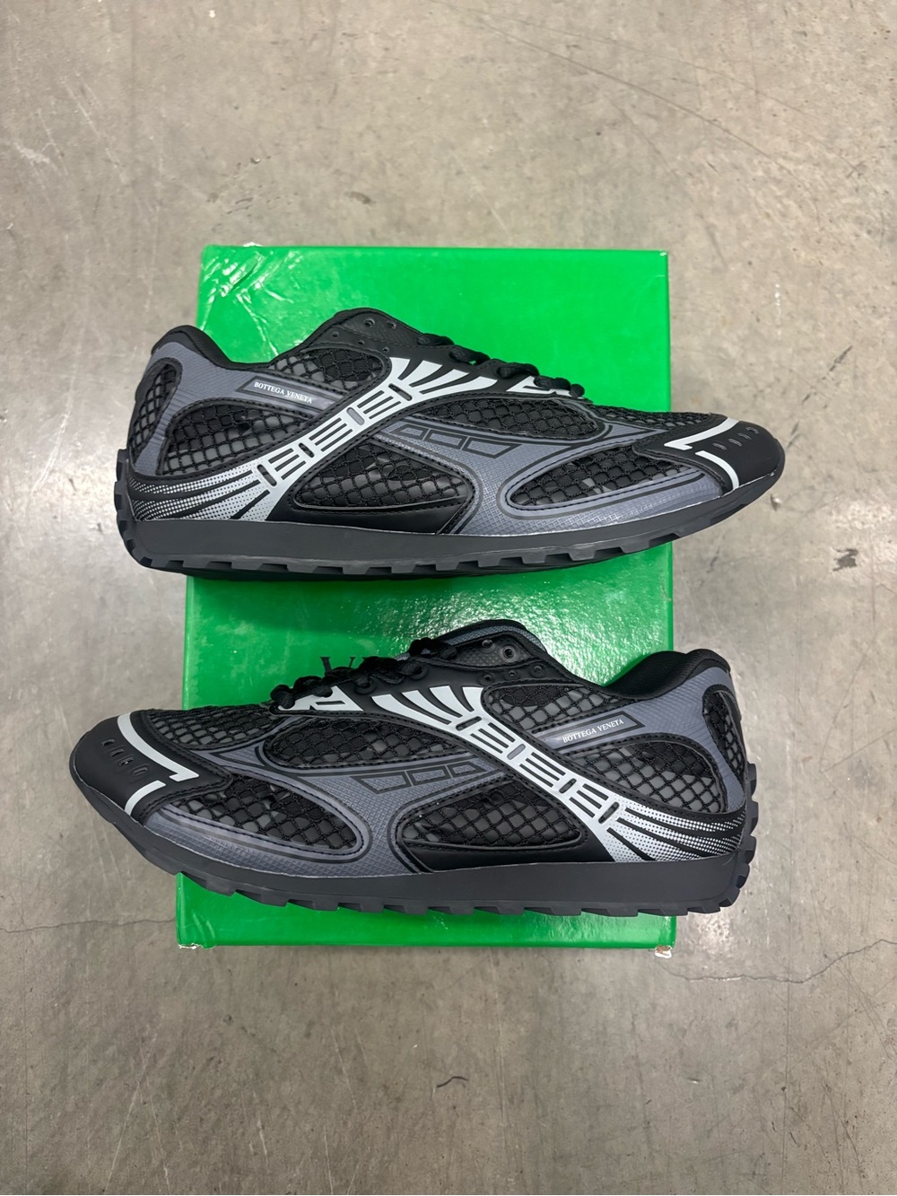 Bottega Veneta Black & Gray Mesh Runner Sneakers